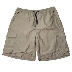 CSG Mens Trailtech Mesh Lined Nylon Blend Cargo Shorts Size XL Tan Gorpcore NEW